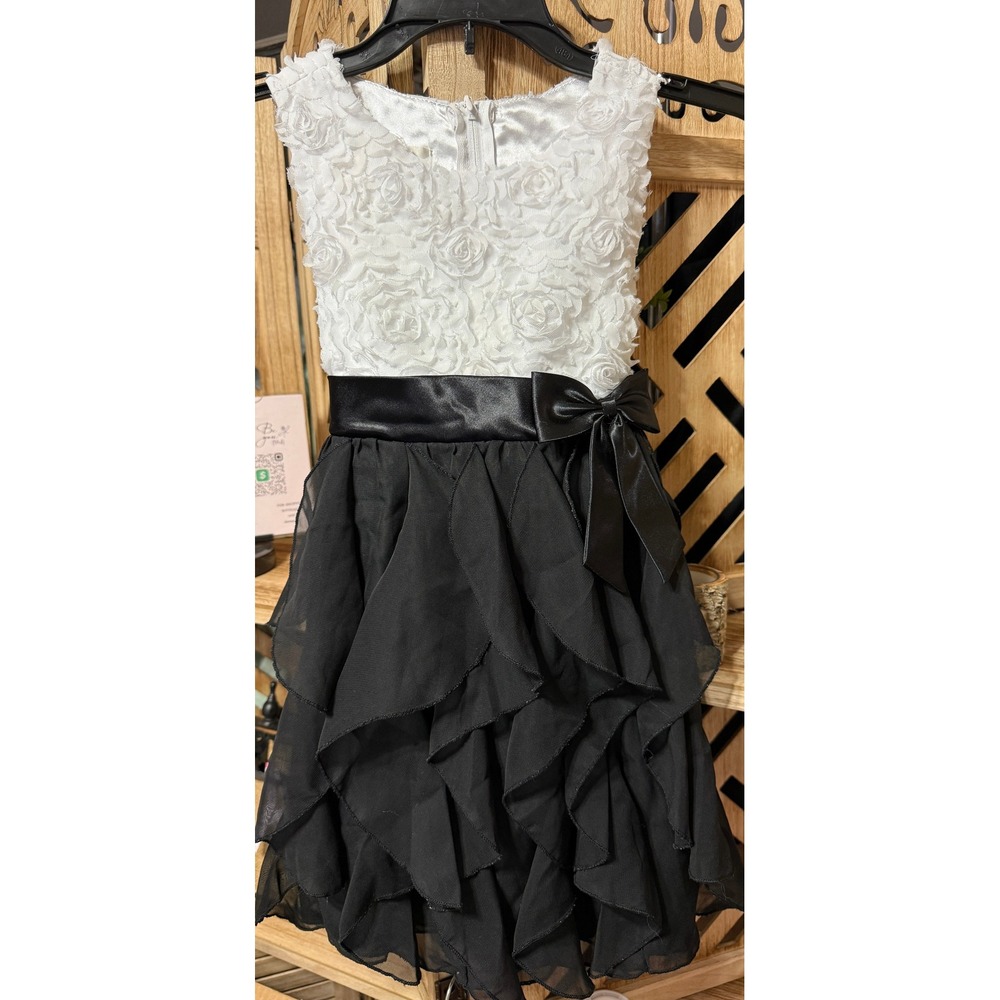 Girls American Princess Dress‎ 6X White Black Party Holiday Special Occasion